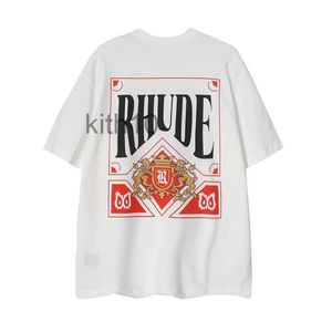 Designer mode kleding T-shirts T-shirts Rhude rood tienduizend bijpassende kleuren bedrukt T-shirt van puur katoen zomer cool losse halve mouw dames W2ai