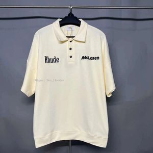 Designer Vêtements de mode t-shirts Rhude x McLaren Co Branded Us Alphabet broderie sport Polo Casual Polo T-shirt Tops Streetwear Loose Hip Hop 135