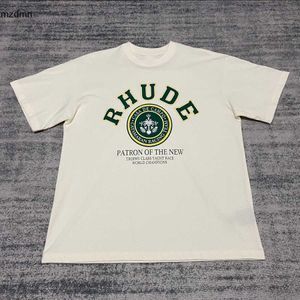 Designer Fashion Clothing T -shirts Rhude American High Street Green Circle Letter Printing Short Sleeve Heren Dames losse T -shirt Tops Streetwear Hip Hop