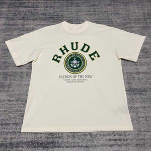 Designer Fashion Clothing T-shirts Rhude American High Street Green Circle Logo Letter Printing Short Sleeve Heren Women's Loose T-Shirt Tops Streetwear Hip Hop