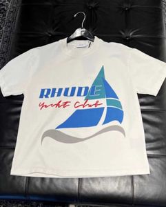 Designer Fashion Clothing Tees TShirts Rhude Summer Sailing Slogan T-shirt à manches courtes imprimé T-shirt à manches courtes T-shirt d'été en coton pour hommes Tops Streetwear Hip hop