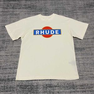 Designer Vêtements de mode Tees Tshirts Rhude American High Street Red Sun Letter Imprimé à manches courtes Couple Tshirt en vrac Tops Streetwear Hip Hop