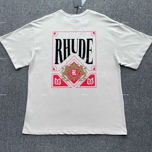 Vêtements de mode de créateurs T-shirts T-shirts Rhude Vintage Card Tee Card Poker Print Team Logo T-shirts à manches courtesTops Streetwear Hip hop Sportswear en gros