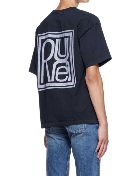 Designer Fashion Clothing Tees TShirts Rhude Stamp T-shirt imprimé Black Pure Cotton Men's Summer Label Loose FittingTops Streetwear Hip hop Sportswear