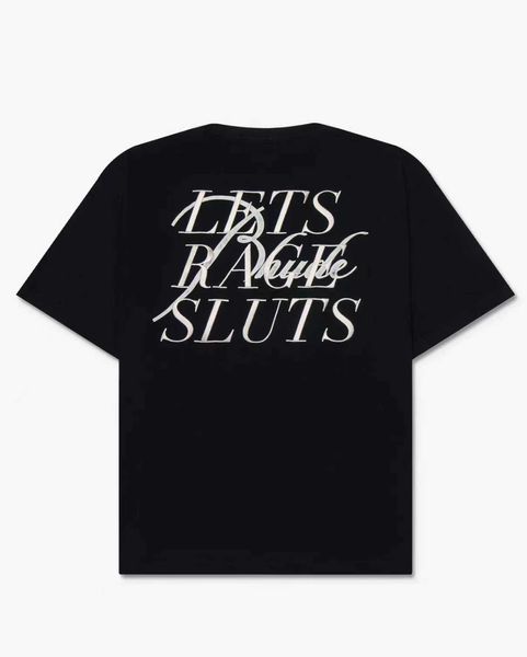 Vêtements de mode designer Tees Tshirts Rhude Slogan brodé T-shirt à manches courtes noires à manches courtes lâches à manches purs à manches purs à manches purs