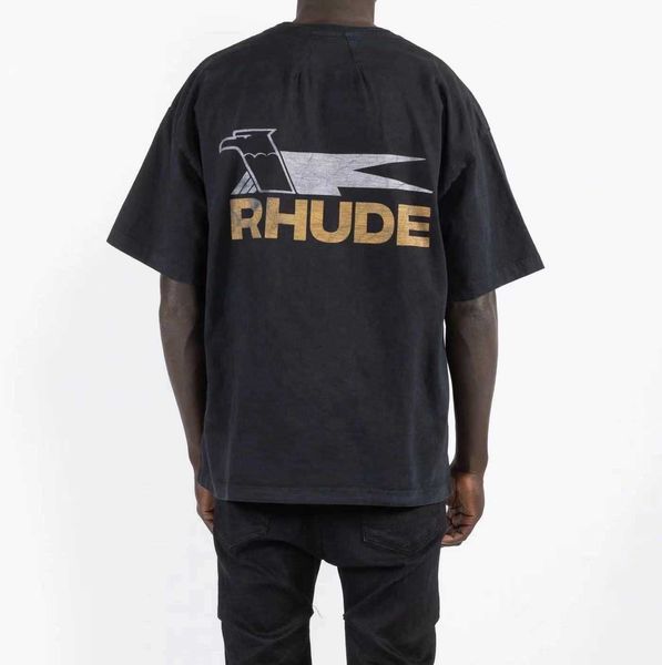 Designer Fashion Clothing Tees TShirts Rhude High Street Old Logo T-shirt à manches courtes T-shirt à manches courtes en pur coton T-shirt à col rond Tops d'été pour hommes Streetwear Hip hop