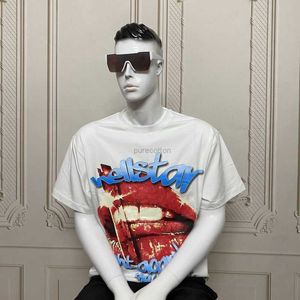 Diseñador Ropa de moda Camisetas Camisetas Verano New American High Street Hellstar Camiseta de manga corta Sexy Estampado de labios Hombres y mujeres Algodón Suelto Os Rock Hip hop