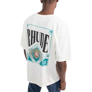 Designer Vêtements de mode Tees Tshirts Summer Nouveau Rhude High Street Poker Lettre imprimé lâche décontracté à manches courtes T-shirt Men Tops Cotton Streetwear