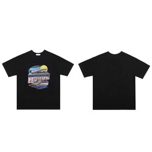 Ontwerper Mode Kleding T-shirts T-shirts Zonsondergang Jacht High Street Losvallend Oversized Koppelskleding Heren Dames Trend Merk Rhude T-shirt Tops Katoen Streetwear