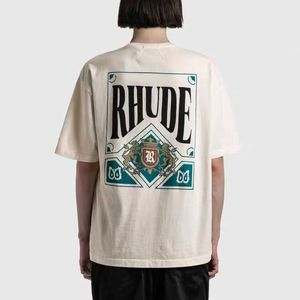 Diseñador Moda Ropa Camisetas Camisetas Tendencia Marca Rhude Juego de cartas Imprimir Simple Versátil High Street Estilo americano Casual Camiseta suelta Hombres Mujeres al por mayor