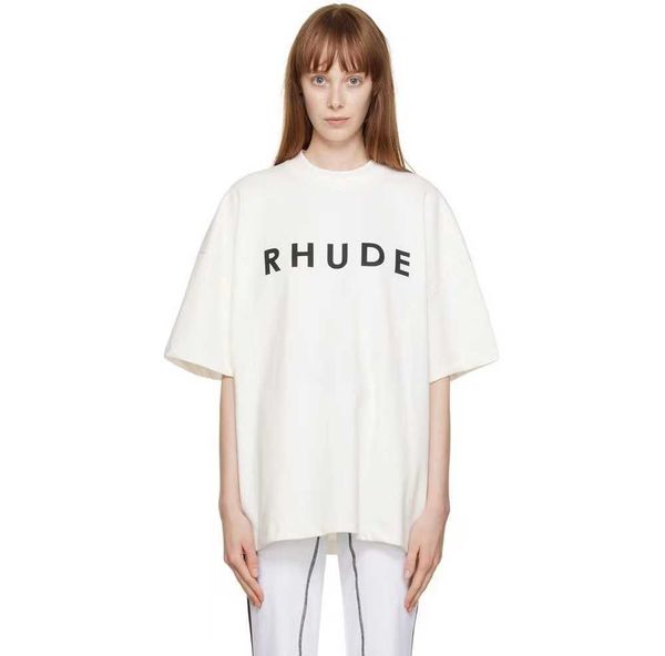 Diseñador Moda Ropa Camisetas Camisetas Ancho Rhude Minimalista Lema Impreso Loose High Street Hombres Mujeres Moda T-shirtTops Streetwear Hip hop Ropa deportiva