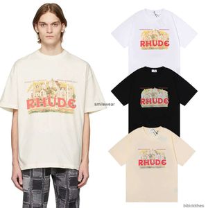 Designer Mode Kleding T-shirt Luxe Heren Casual Tees 2022ss Rhude Monaco met Gods Hulp Lente Zomer T-shirt met korte mouwen Heren Dames