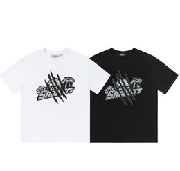 Diseñador Ropa de moda Camiseta Camisetas American High Street Trapstar Scratch Estampado de leopardo Manga corta Cuello redondo de moda Camiseta con parte inferior suelta Marca de moda para la venta