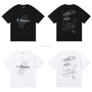 Diseñador de ropa de moda Camiseta Camisetas Etiqueta americana Trapstar Londres Teléfono Gran hermano Línea punteada Impreso Algodón puro Cuello redondo Camiseta de manga corta Tops de verano