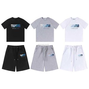 Designer Mode Vêtements Tshirt Tees Trapstar Blanc Bleu Serviette Broderie Tendance marque Hommes Femmes Couple Été À Manches Courtes Shorts Ensemble De Sport De Luxe Casual Rue