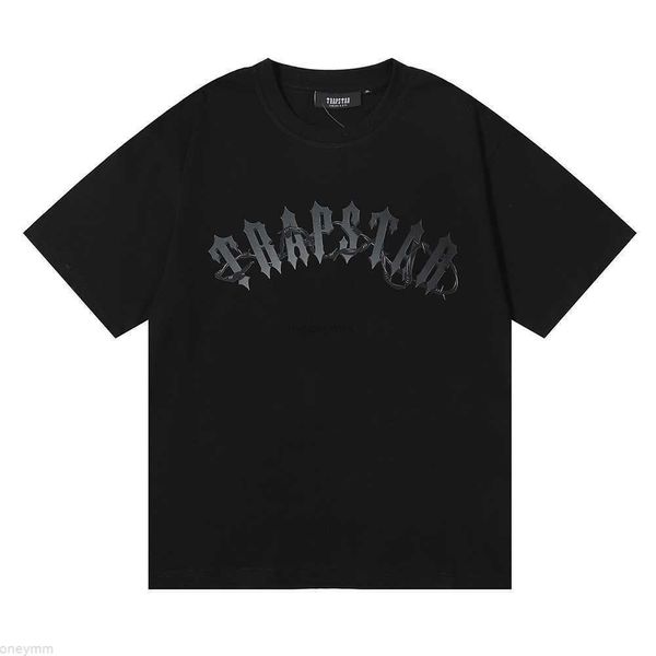 Diseñador de ropa de moda Camiseta Camisetas Trapstar Alambre de púas Arco Camiseta con estampado de letras oscuras Hombres Mujeres Marca de tendencia suelta Camiseta de manga corta Camiseta de algodón informal de lujo