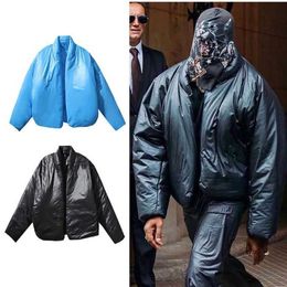 Designer Fashion Down Cotton-Padded Jacket Kanyes Klein Blue Plastic Bag Casual Short Bread Coat om warm te houden