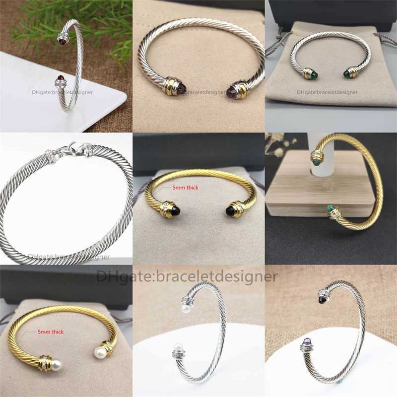 Designer mode smycken flätade armband pärla charm Bangle s Twisted Wire Cable Armband Kvinnor 14K Guldplätering av kopparimitationsmycken 5mm