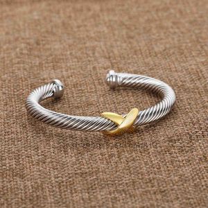 Bijoux de mode de créateur Twisted x bracelet Gold Charm Sliver 925 Bracelets en argent sterling