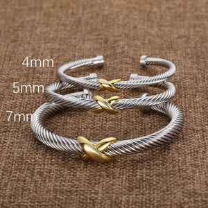 Designer Fashion Jewelry Twisted X Bracelet Or Charm Sliver 925 Sterling Silver Bracelets Tressé Croix Bracelet Diamant Zircon Cadeau De Luxe pour Femmes Hommes