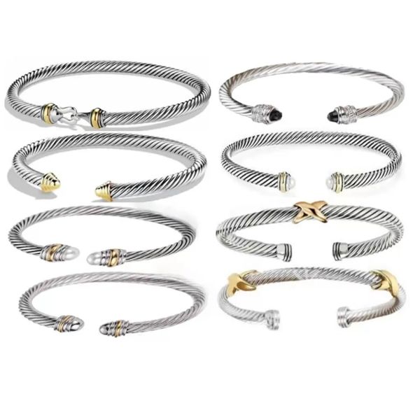 Bijoux de mode de créateurs Twisted X Bracelet Gold Charm Sliver 925 Bracelets en argent sterling