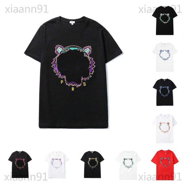 Kenzos T-shirt classique d'été décontracté coloré brodé tête de tigre motif t-shirts hommes femmes lâche coton couples t-shirt surdimensionné