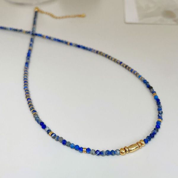 Créateur de mode Lazurite Lapis Lazuli Turquoies perles d'eau douce chaîne collier bijouxbijoux