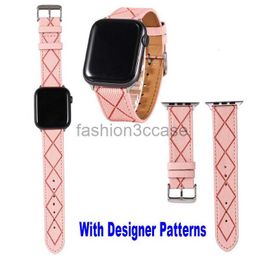 Designer Fashion lederen riemen horlogebanden voor Apple Watch -riemband 38 mm 41 mm 42 mm 42 mm 44 mm 45 mm Iwatch 8 S8 3 4 5 SE 6 7 Banden CC Flower PolsNds Stripesnds