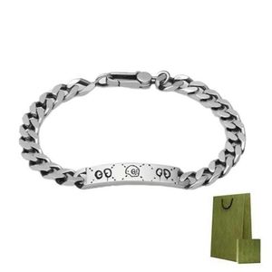 Designer Mode Brief Oude Zilveren Emaille Heren Armband Paar Verjaardag Bruiloft Verlovingscadeau Dames Armbanden