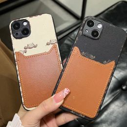 Designer Fashion Luxury Leather plug-in monogramme Phone Case iPhone 15 14 14Pro 14Plus 13 12 Mini 11 Pro X XS Max XR Étui de téléphone de luxe