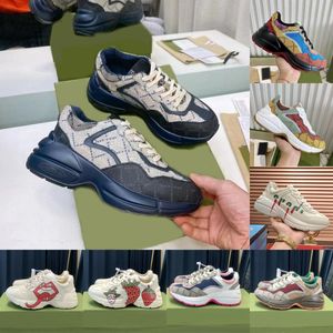 Designer Platform Schoenen Rhyton Sneakers Luxe Sneakers Lage Golf Mond Sneaker Trend Print Dikke Bodem Lopen Outdoor Dames Trainers Vintage Schoenen Maat 35-45