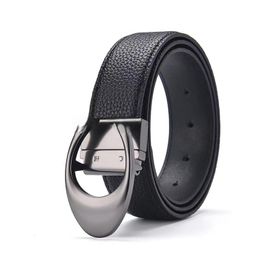 Designer Fashion Men's's's Luxury Luxury High-Deel Back Fashion Buckle Geothere Leather Belt