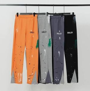 Designer Mode Heren Jeans Broek Galleries Joggingbroek Dept Gespikkeld Letter Print Heren Dames Paar Los Veelzijdige Casual Broek Recht Oranje Grijs Zwart