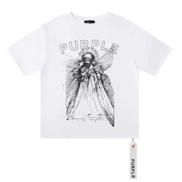 Diseñador de moda para hombre camisetas Púrpura diseñador impreso Tops Tees Hombre Camiseta Calidad Algodón Casual Manga corta Lujo Hip Hop Streetwear Camisetas