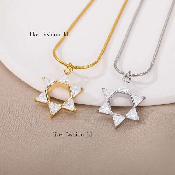 Designer Fashion Mogan David Star Pendant Colliers pour femmes hommes Israël juif 14K Gold Star de David Collier de haute qualité Gift 411