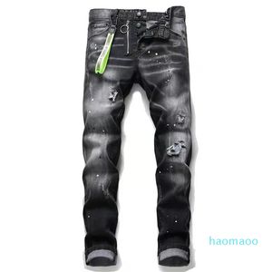 Diseñador-Moda pantalones hombres jeans Distressed Ripped Biker Slim Fit Motorcycle Biker Denim For Men s Fashion Mans Pantalones negros