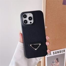 Diseñador de cajas de teléfono de moda para iPhone 15 14 Pro Max 15Pro 15ProMax 14Plus 13 11 12 13pro 13promax X XS XR XSMAX Funda P Litchi Patrón Piel PU Calas de cuero