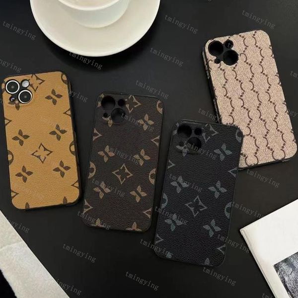 Étuis de téléphone en cuir Fashion L Designer pour iPhone 15 Pro Max 14 13 12 Couverture de marque de luxe G iPhone15 15Pro 15ProMax iPhone15ProMax Case