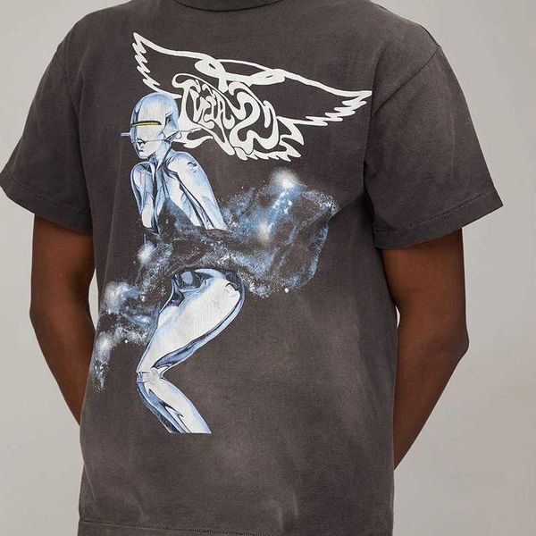 Diseñador Moda Saint Michael Camiseta Hajime Sorayama Robot Print High Street Vintage manga corta