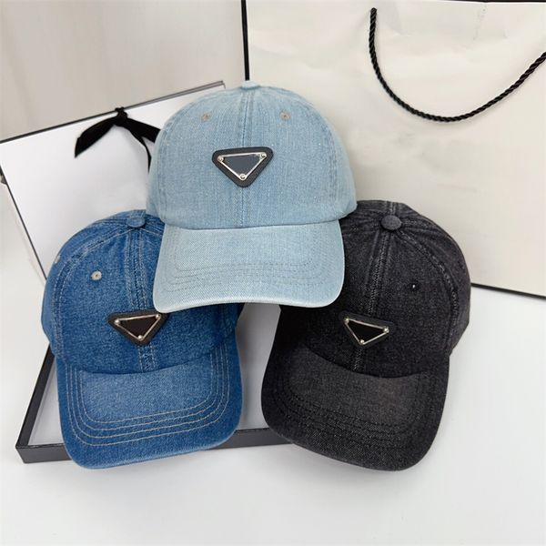 Diseñador Moda Calle Gorras de béisbol Sombreros para hombres Todas las estaciones Denim Lujo Tres colores Sombreros para el sol Sombrero de bola Casquette deportivo ajustable