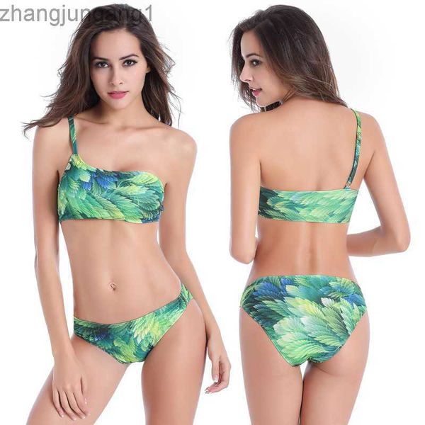 Designer mode Swimmart femmes grande poitrine et petite poitrine rassembler 2023 nouveau Sexy vert feuille Bikini maillots de bain t-shirt hauts