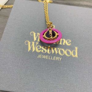 Créateur de mode Viviene Westwoods mpress douairière 3d émail planète collier femme Nana le même collier de haute couture