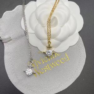 Ontwerper Mode Viviene Westwoods de nieuwe Flash diamanten ketting van de keizerin-weduwe Vrouwelijke Saturnus Pin parelketting