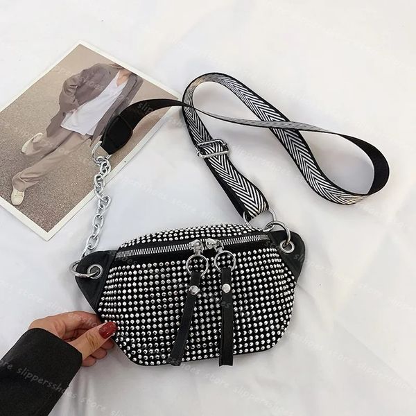 Sacs de taille de mode de créateurs Marque Fanny Pack Diamant Clouté Ceinture Femme Polyvalent Poitrine De Luxe Designer Bandoulière Mode Bourse