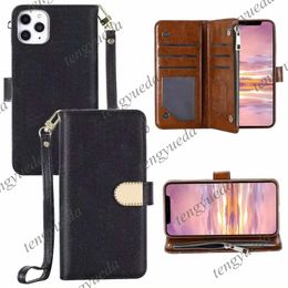 Fundas para teléfono con billetera de moda de diseñador para iPhone 14 14PRO 14PLUS 13 13PRO 12 11 PRO MAX XS XR XSMA 8PLUS Bolsas con cremallera Carteras Titular de la tarjeta de cuero Funda para teléfono móvil de lujo