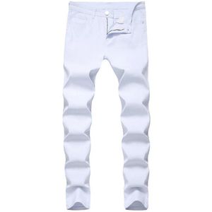 Designer Fashion Witte Jeans Merk Elastische Heren Denim Broek Casual Slim Fit Stretch Skinny Broek286q