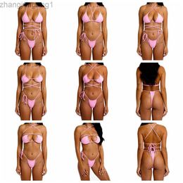Designer Fashion Women's Split Body Swimsuit Simple Bandage Sexy Swimsuit Multiple Ways to Wear a Bikini T Shirt Tops