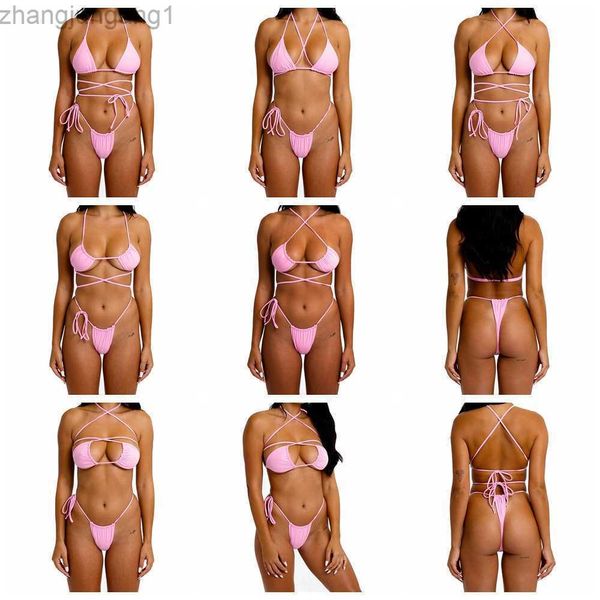 Designer Fashion Women's Split Body Swimsuit Simple Bandage Sexy Swimsuit Multiple Ways to Wear a Bikini T Shirt Tops