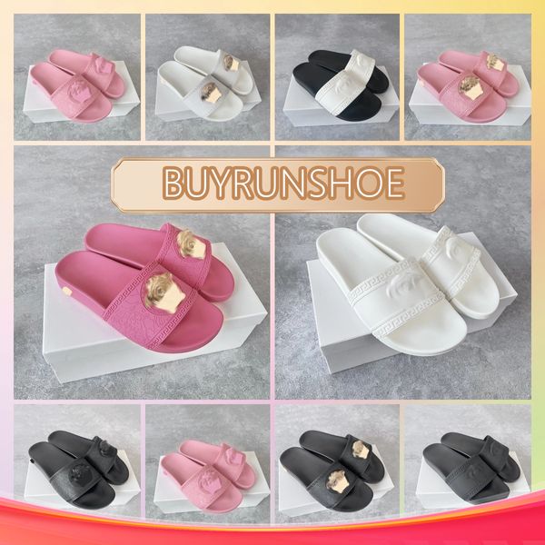Diseñador Fashion Sandalias zapatillas de cuero Decoración Estilo caliente Hot Style Summer Pink White 2024 35-45