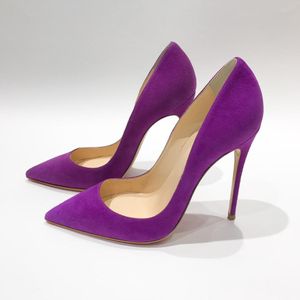 Diseñador Envío gratis moda mujer zapatos Casual Diseñador púrpura punta del dedo del pie tacón de aguja tacones altos bombas novia zapatos de boda a estrenar